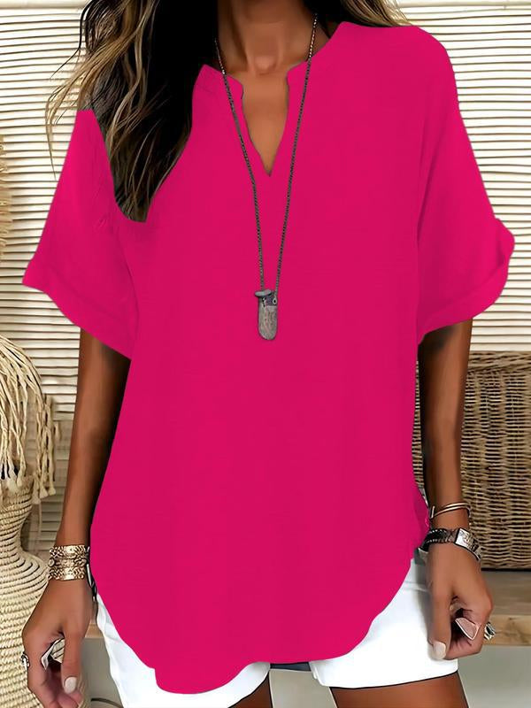 Blouse Ample en Soie Glacée – Col V Bohème & Manches Chauve-souris