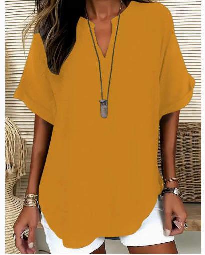 Blouse Ample en Soie Glacée – Col V Bohème & Manches Chauve-souris