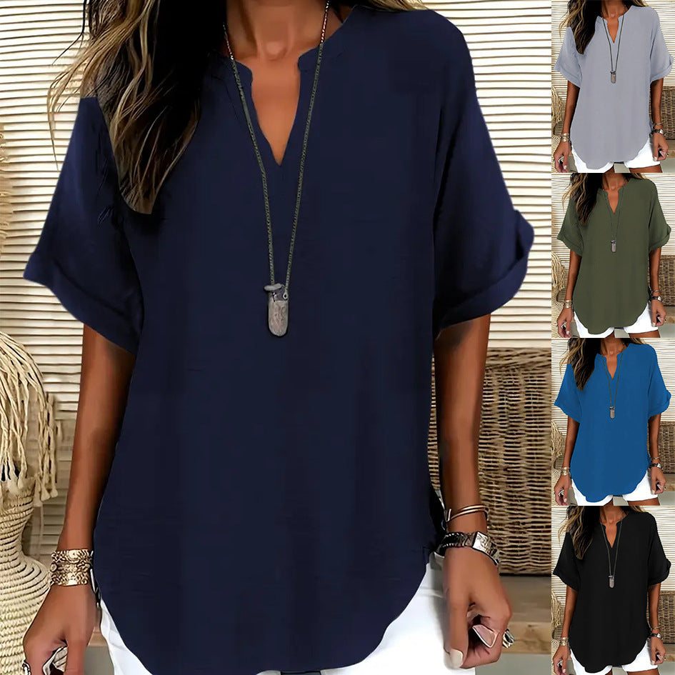 Blouse Ample en Soie Glacée – Col V Bohème & Manches Chauve-souris