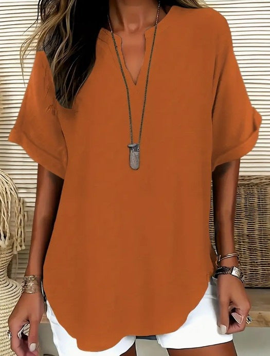 Blouse Ample en Soie Glacée – Col V Bohème & Manches Chauve-souris