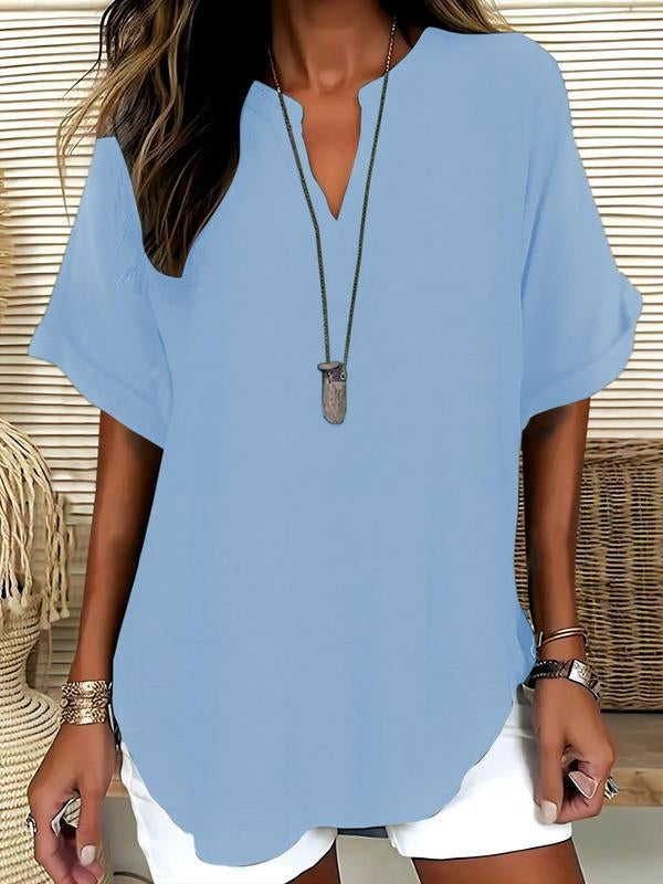 Blouse Ample en Soie Glacée – Col V Bohème & Manches Chauve-souris